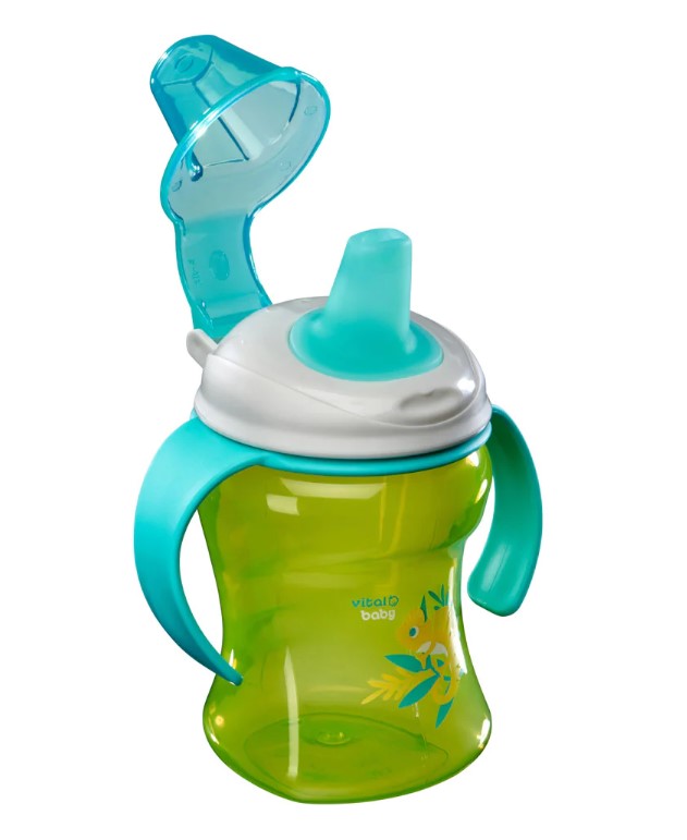 Чаша за лесно отпиване с подвижни дръжки 260 мл. Зелено Vital Baby