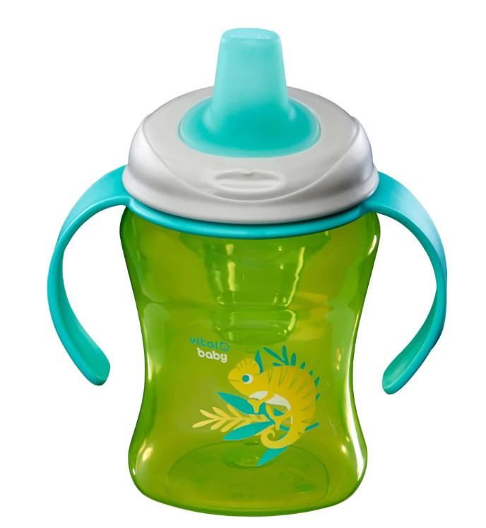 Чаша за лесно отпиване с подвижни дръжки 260 мл. Зелено Vital Baby