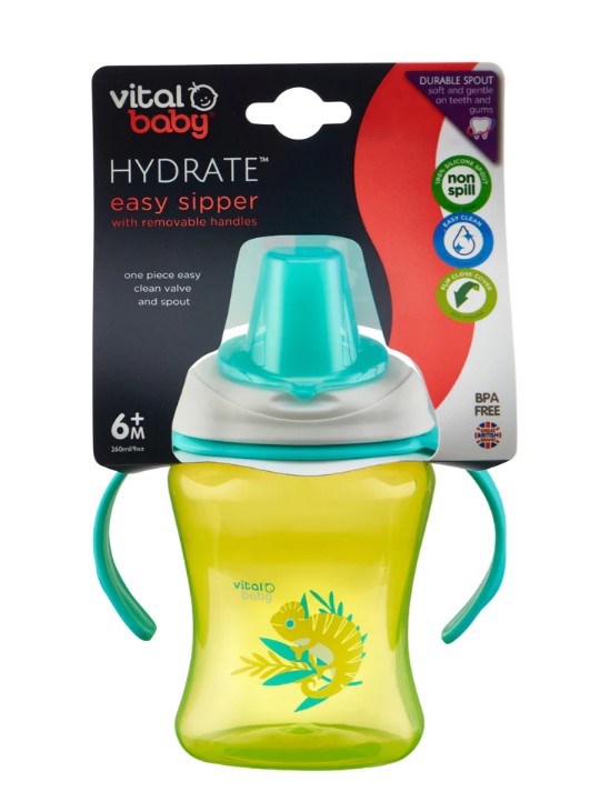 Чаша за лесно отпиване с подвижни дръжки 260 мл. Зелено Vital Baby