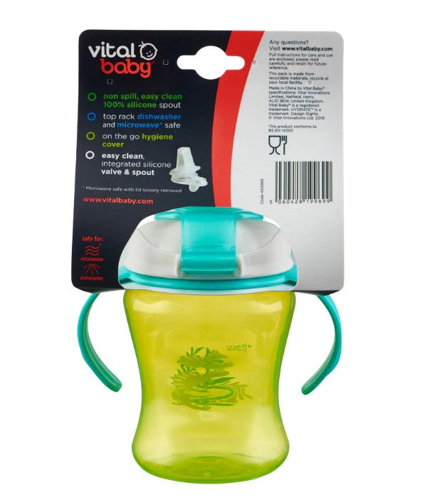 Чаша за лесно отпиване с подвижни дръжки 260 мл. Зелено Vital Baby