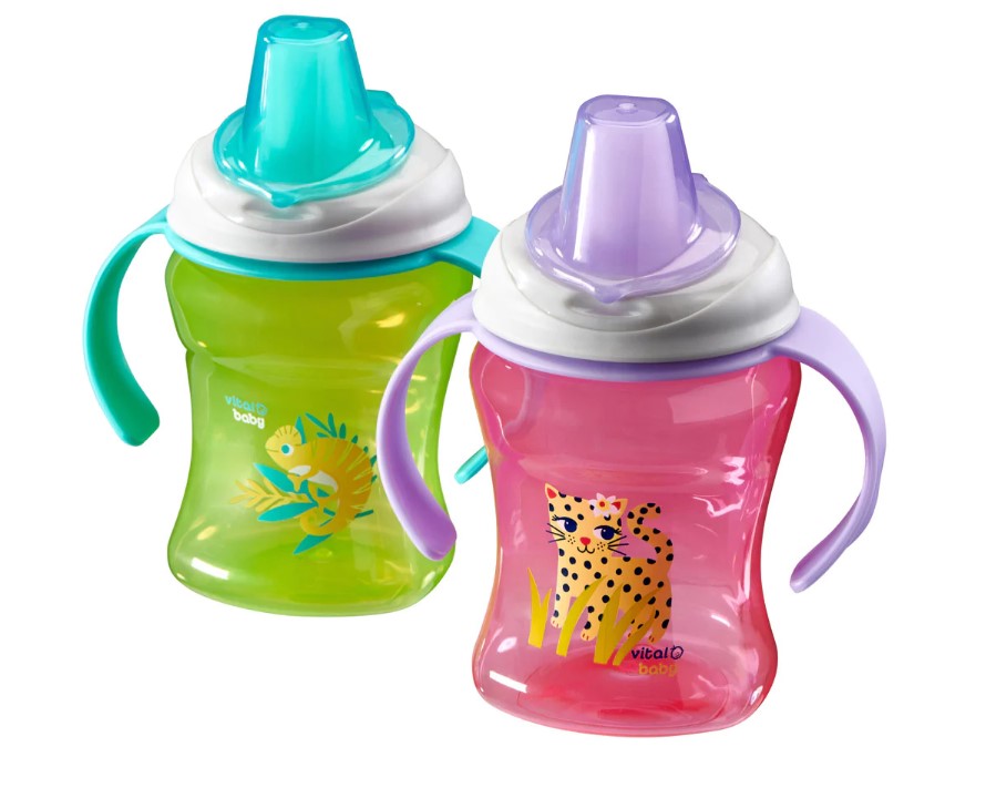 Чаша за лесно отпиване с подвижни дръжки 260 мл. Зелено Vital Baby