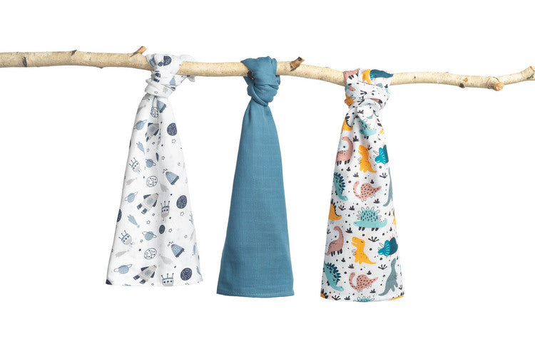 Πάνες Μουσελίνα 3 Τεμαχίων Μπλε 70x80εκ