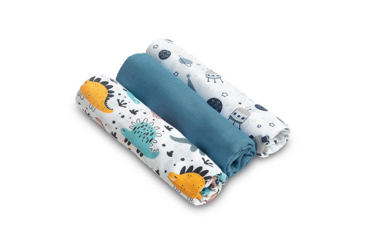 Πάνες Μουσελίνα 3 Τεμαχίων Μπλε 70x80εκ