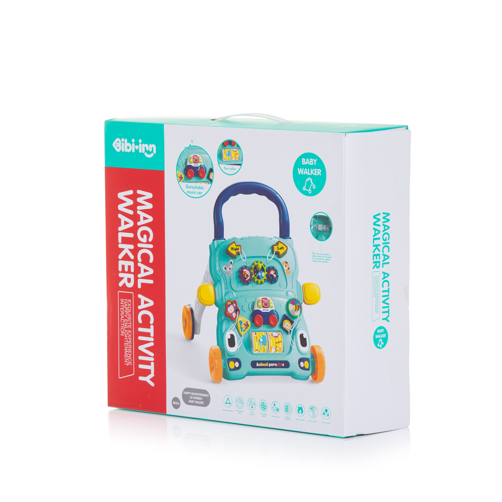 Музикална играчка на колела "Весели животинки"розов