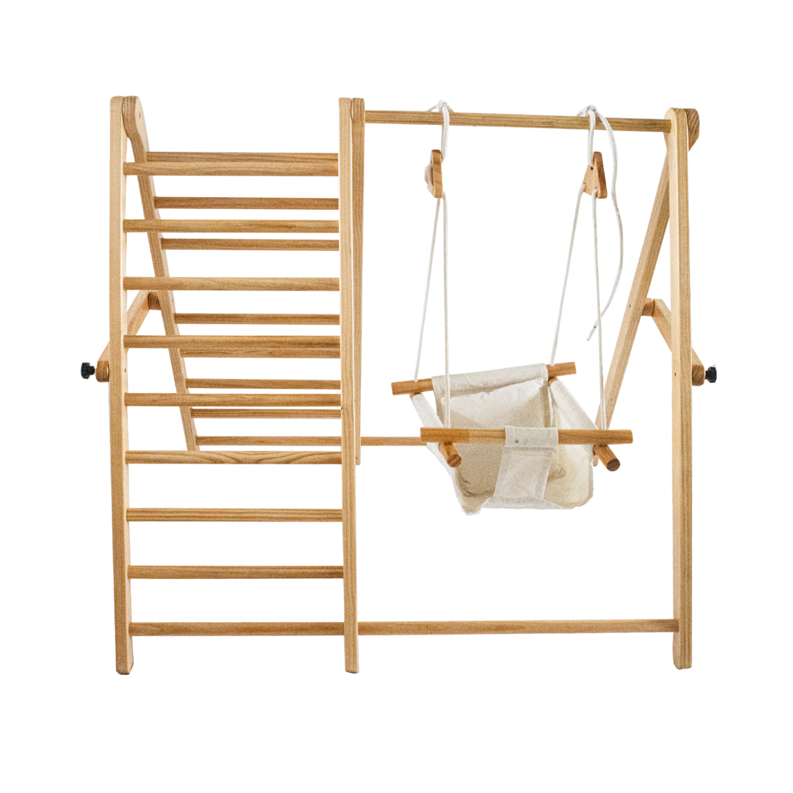 Ξύλινη σκάλα αναρρίχησης και κούνια