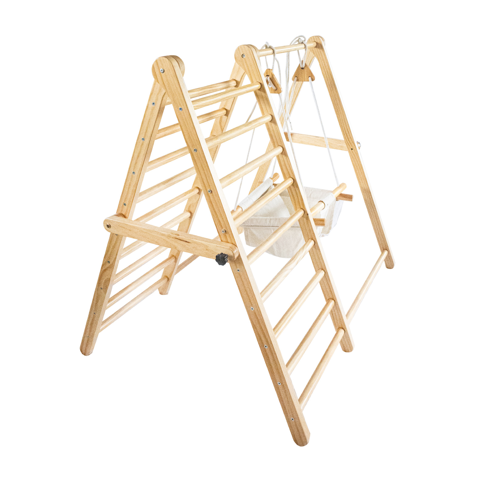 Ξύλινη σκάλα αναρρίχησης και κούνια