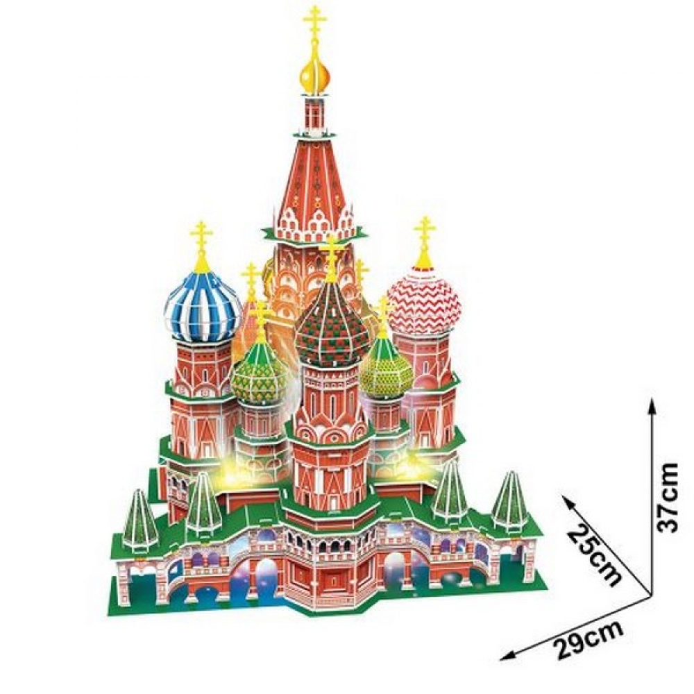3D Puzzle Καθεδρικός Ναός του Αγίου Βασιλείου (Ρωσία) 224 ώρες. LED εσωτερικά