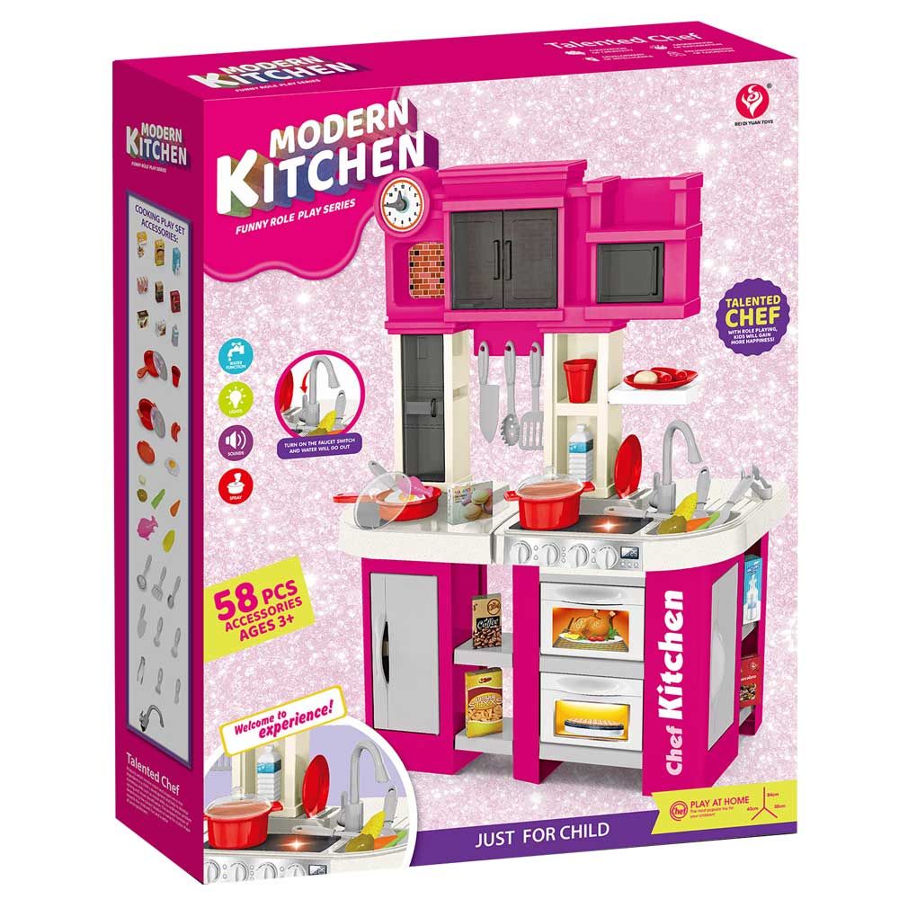Home Chef κουζίνα με ρεαλιστικές λειτουργίες 60h. ροζ