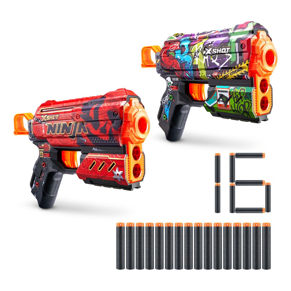 X Shot SKINS Δύο blaster με 16 απαλά βέλη Flux