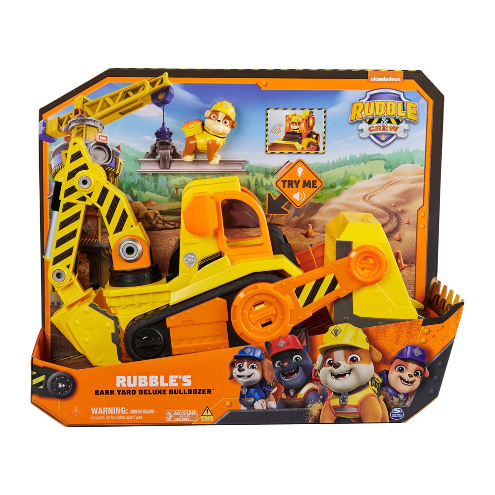 Paw Patrol Rubble and Crew Construction μηχάνημα με εφέ ήχου και φωτός και κουτάβι Rubble