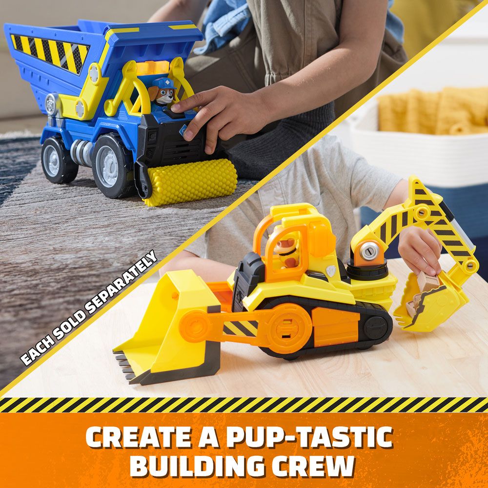 Μηχάνημα Paw Patrol Rubble and Crew Construction με εφέ ήχου και φωτός και κουτάβι Wheeler