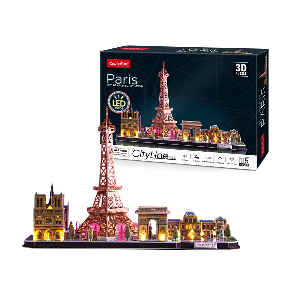 CubicFun Puzzle 3D City Line Paris 115h. με φώτα LED