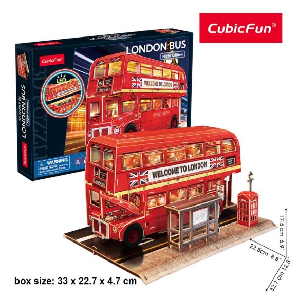 CubicFun Puzzle 3D London Bus Night Edition 161h. με φώτα LED