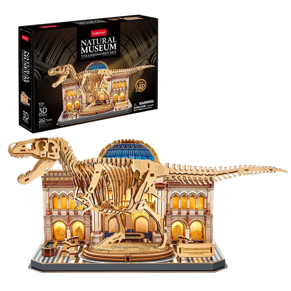 Παζλ σκελετού T-REX Cubic Fun 3D Φυσικό Μουσείο με φώτα LED
