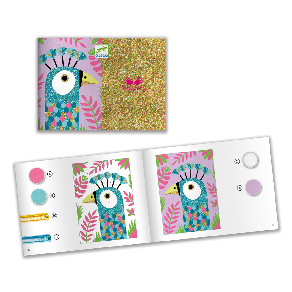Σετ χρωματισμού μπροκάρ Glitter Birds για παιδιά
