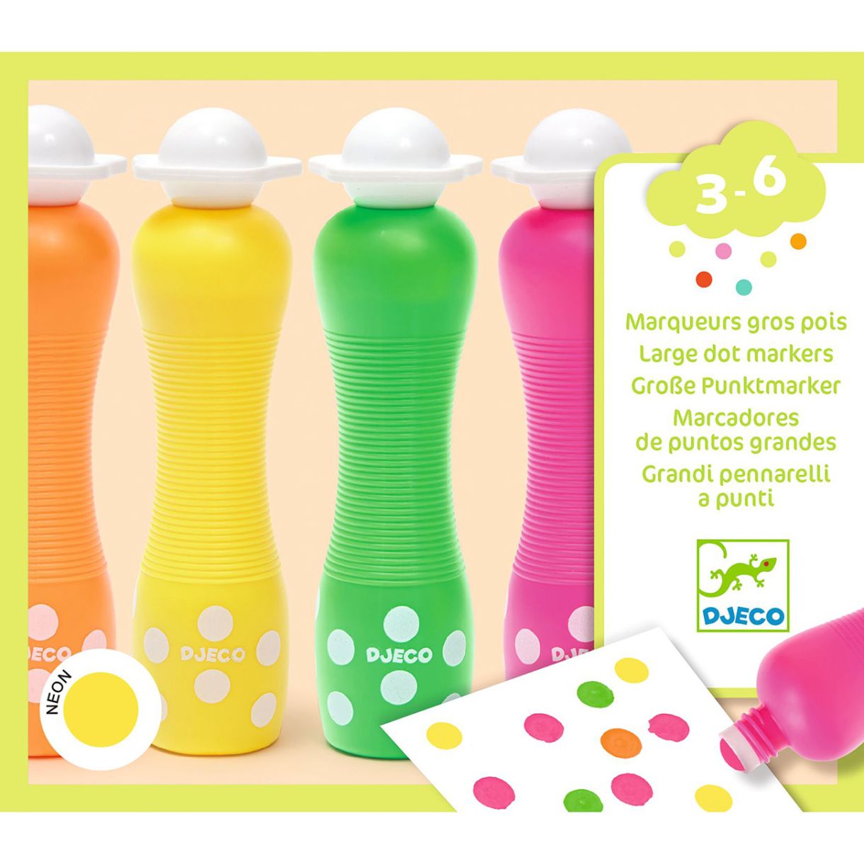 Μαρκαδόροι χρωματισμού με κουκκίδες σε νέον χρώματα