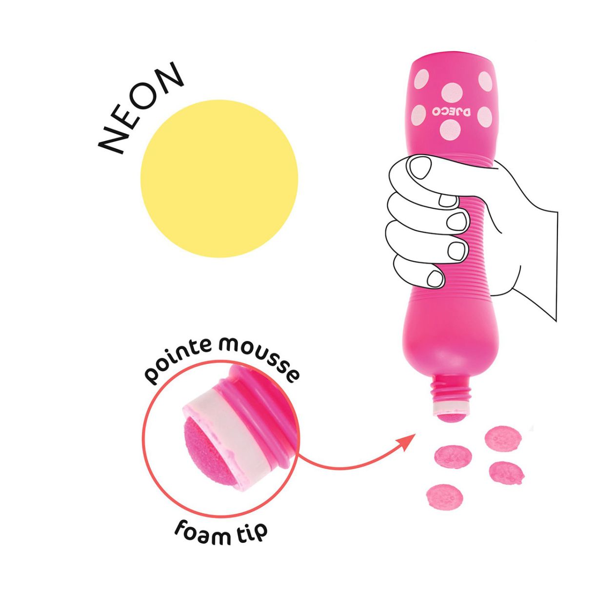 Μαρκαδόροι χρωματισμού με κουκκίδες σε νέον χρώματα