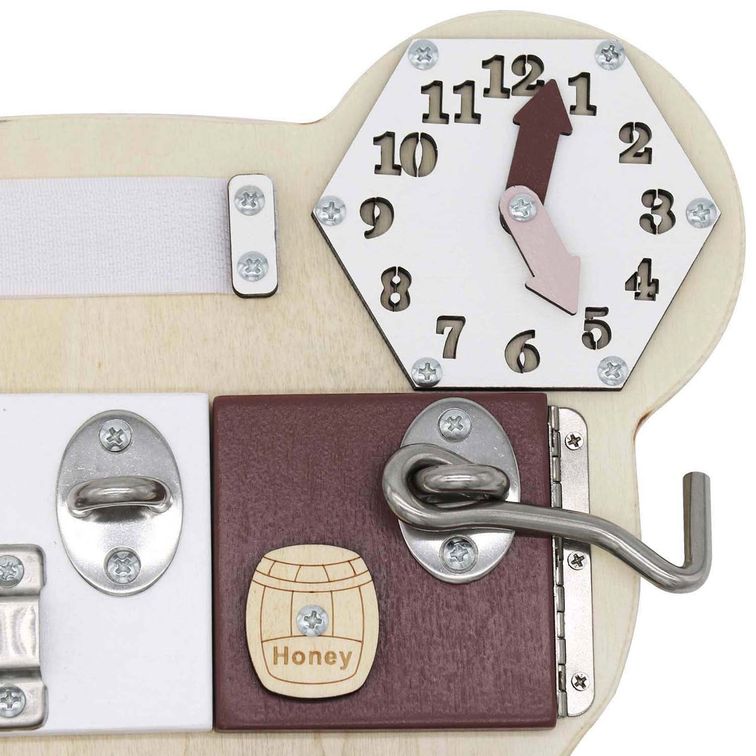 Ξύλινη Πλακέτα Αρκουδάκι GINGER HOME, Πλακέτα Montessori για Λεπτές Κινητικές Δεξιότητες, 30x39 εκ.