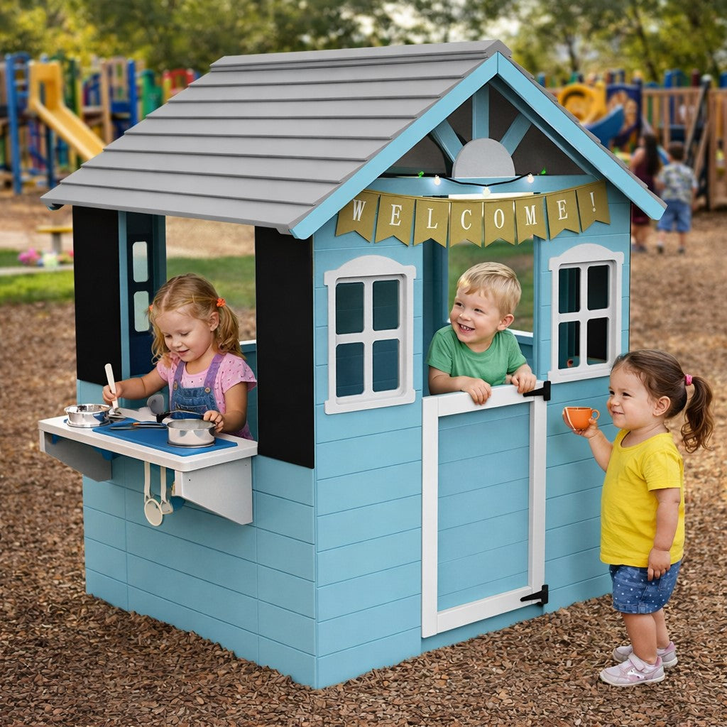 Ξύλινο παιδικό σπιτάκι GINGER HOME με κουζίνα – 110×103×137 εκ.