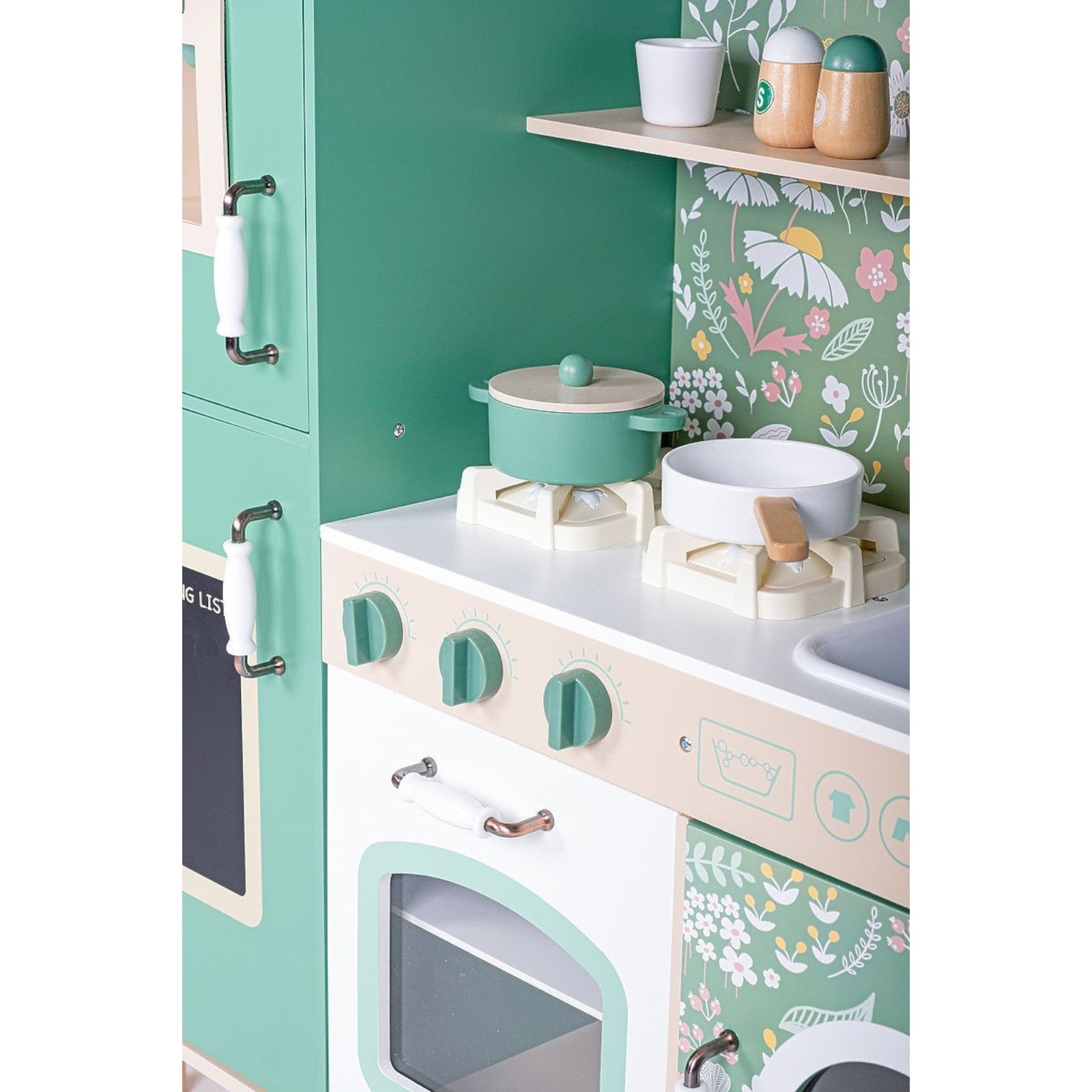 Παιδική Ξύλινη Κουζίνα GINGER HOME με ηλεκτρονικές εστίες με φώτα και ήχους, 91x31x90 cm