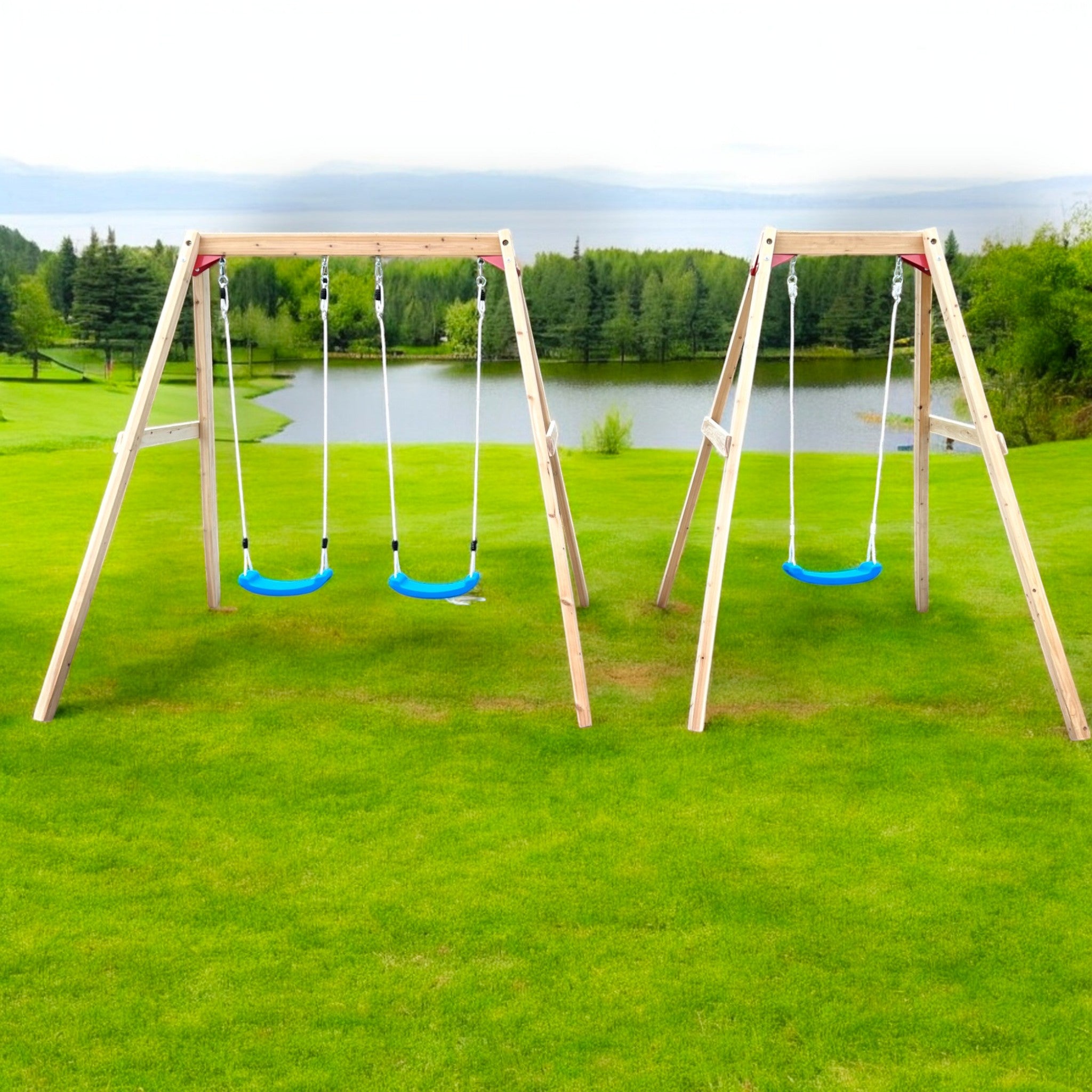Παιδική Ξύλινη Κούνια GINGER HOME, 156x200x201 cm, Safe Outdoor Play