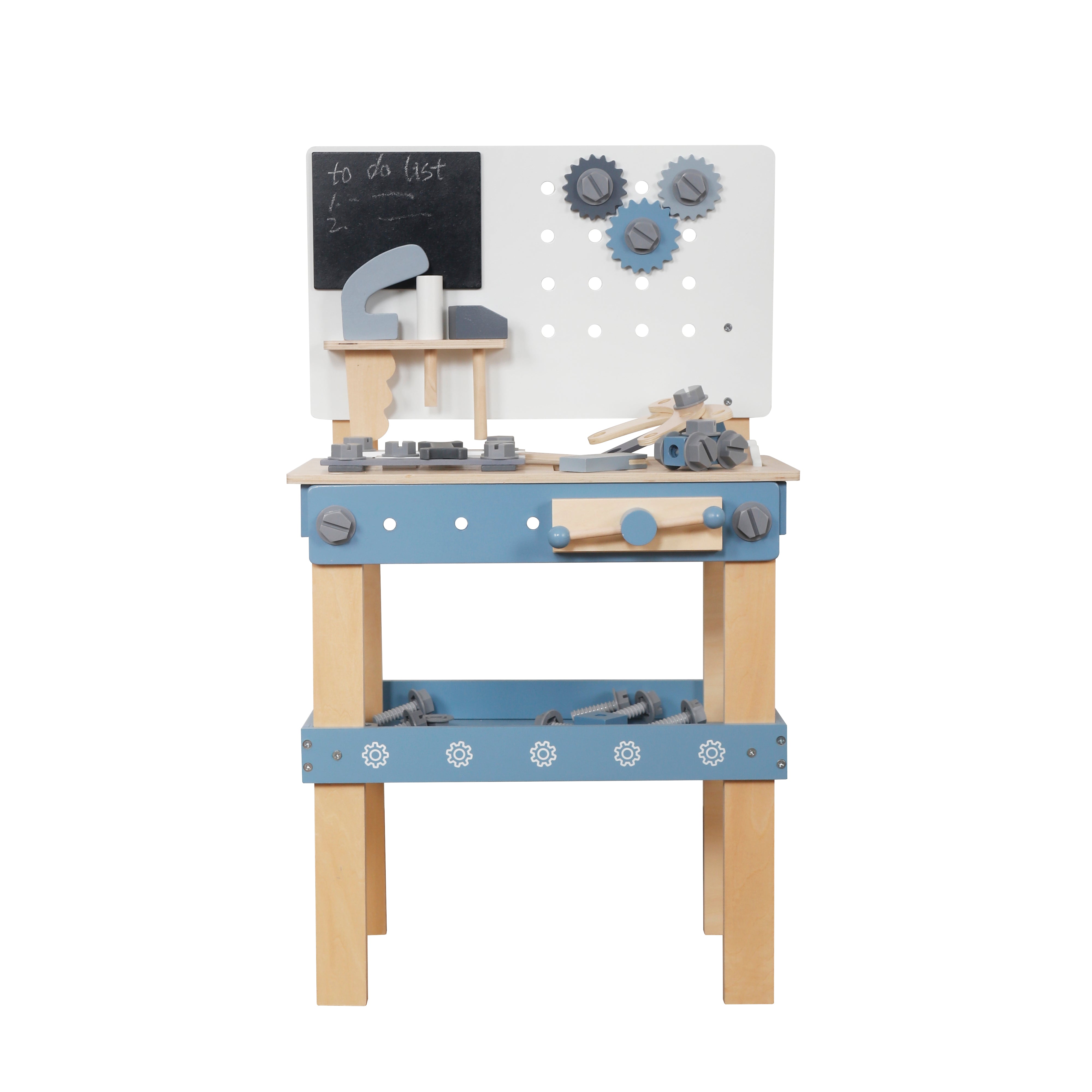 Παιδικό Ξύλινο Εργαστήρι με Εργαλεία, GINGER HOME, Μπλε, 46x26x67cm