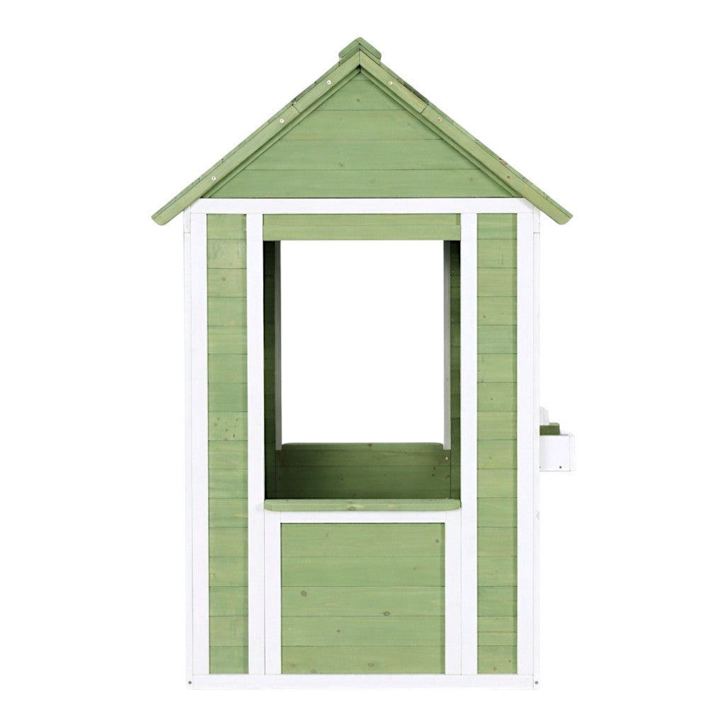 Ξύλινο Παιδικό Σπιτάκι Εξωτερικού Χώρου GINGER HOME – Σπιτάκι Κήπου για Παιδιά, Πράσινο και Λευκό, 107×90×144 cm