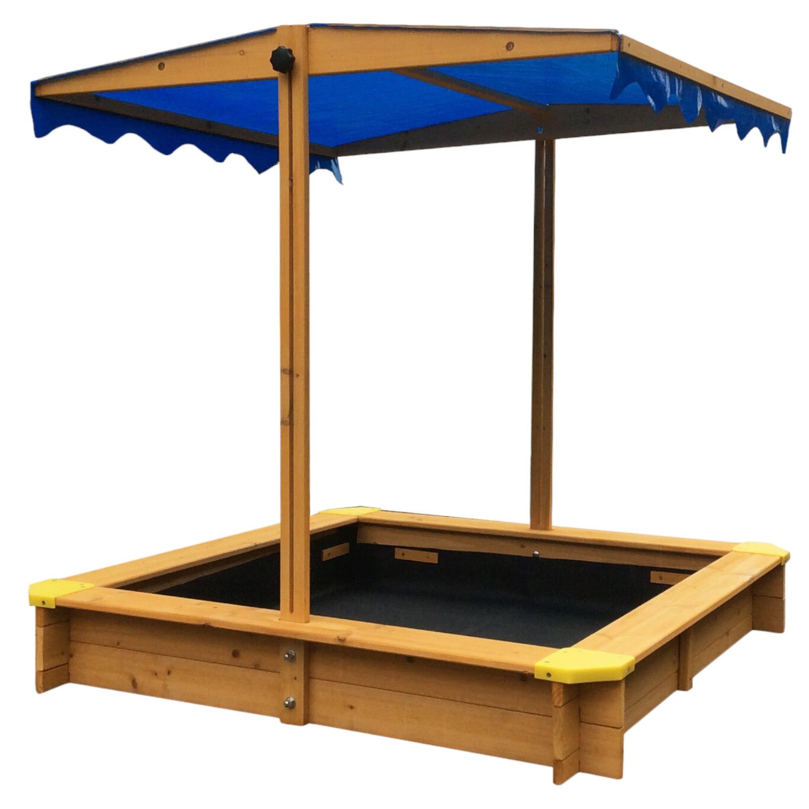 Παιδικό sandbox από ξύλο 117x117 cm, με ρυθμιζόμενο, αδιάβροχο κάλυμμα θόλου anti-UV 30