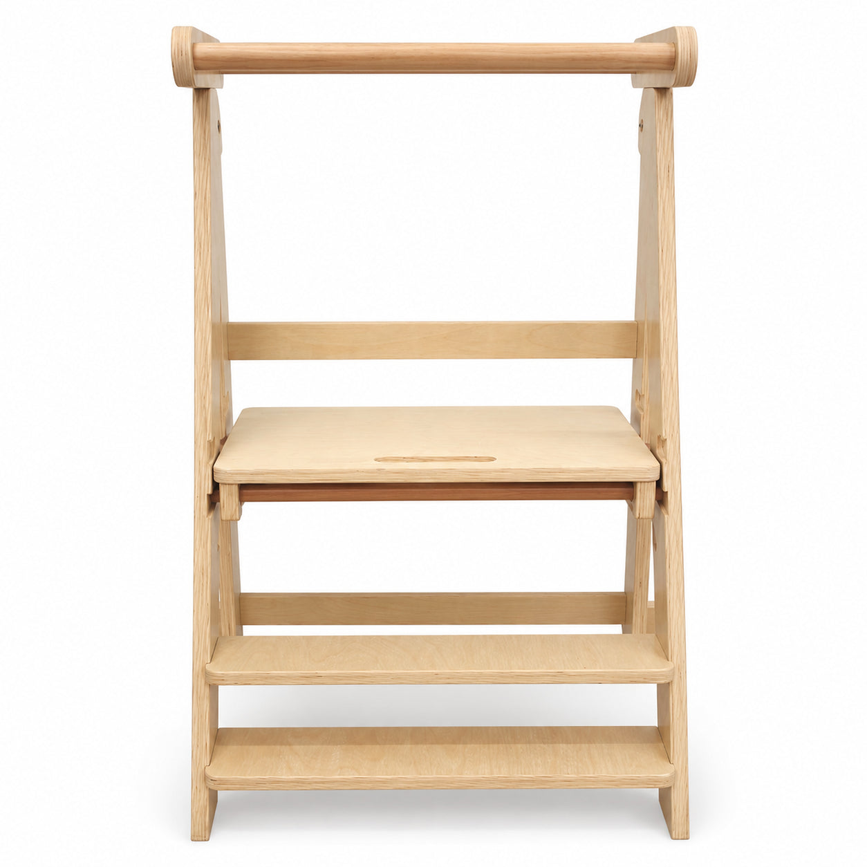 Πύργος Montessori για παιδιά GINGER HOME, Πτυσσόμενο καρεκλάκι φαγητού κουζίνας, Πύργος εκμάθησης, ασφαλής παιδική σκάλα, από μασίφ φυσικό ξύλο, 51x47x91,5 cm