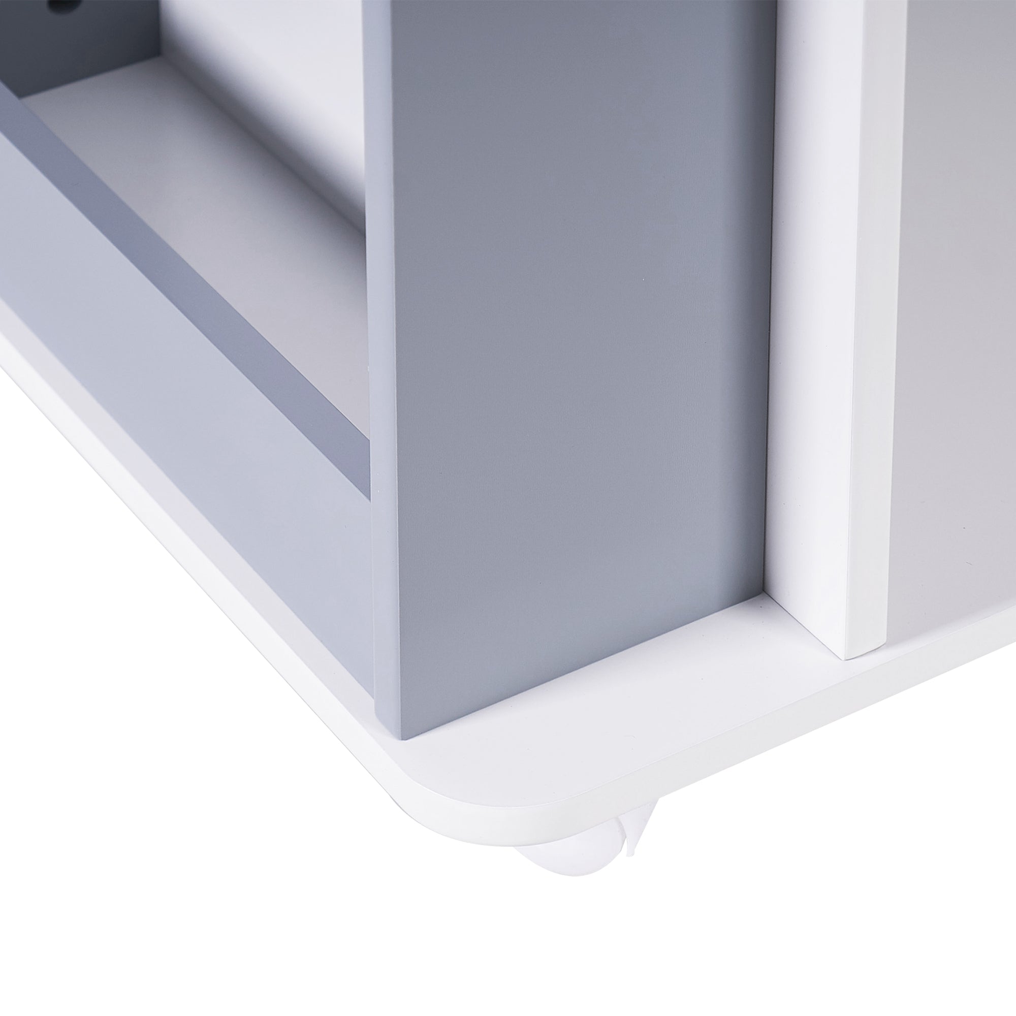 ROCKET Περιστρεφόμενο Τμήμα 360 Μοιρών με Ράφια 4 Επιπέδων, Ξύλινο - για Αποθήκευση Βιβλίων και Παιχνιδιών ΛΕΥΚΟ/ΓΚΡΙ