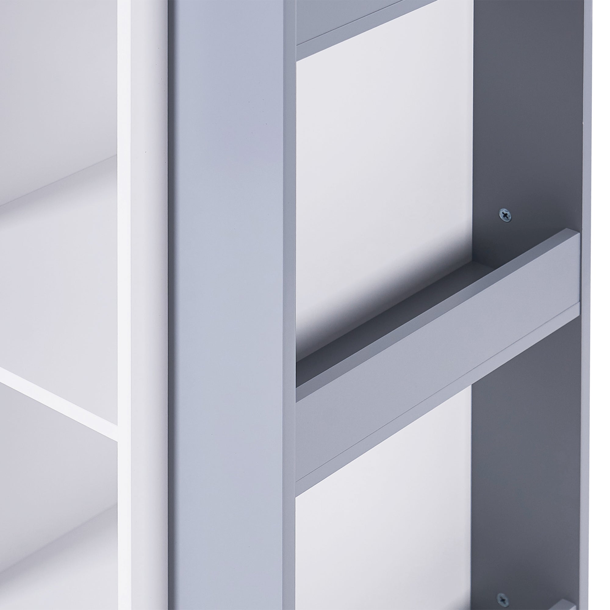 ROCKET Περιστρεφόμενο Τμήμα 360 Μοιρών με Ράφια 4 Επιπέδων, Ξύλινο - για Αποθήκευση Βιβλίων και Παιχνιδιών ΛΕΥΚΟ/ΓΚΡΙ