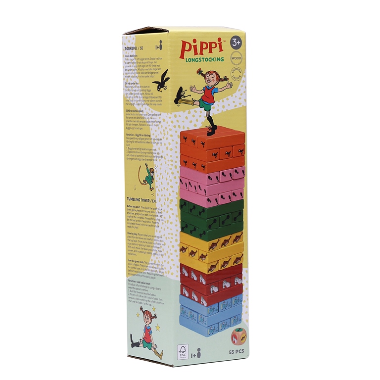 Ξύλινο παιχνίδι Jenga με την Πίπη Φακιδομύτη
