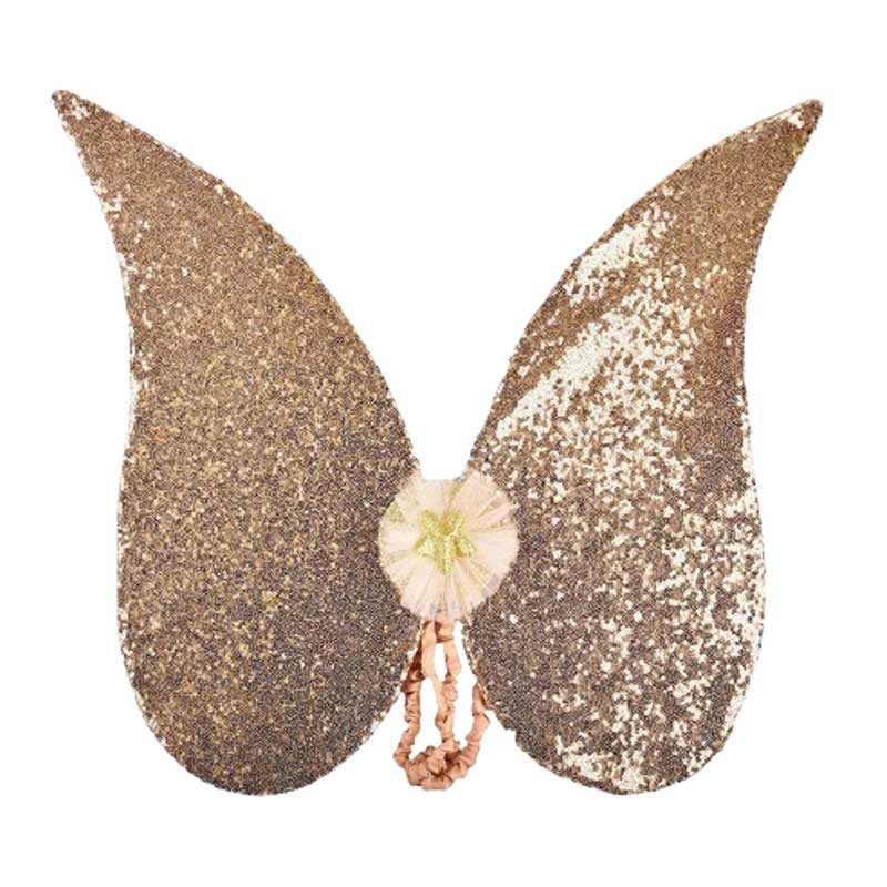 Λαμπερά χρυσά φτερά με πούλιες για μεταμορφώσεις παραμυθιού, 54 εκ.