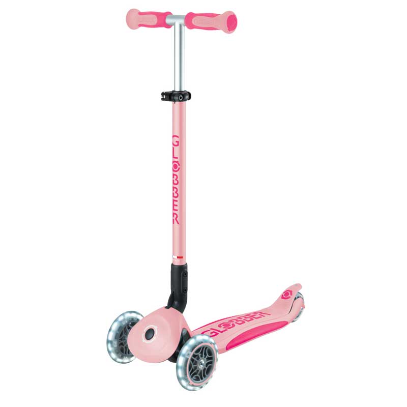 Globber Go Up Deluxe Flash Lights παιδικό αναδιπλούμενο σκούτερ με γονικό έλεγχο, ροζ