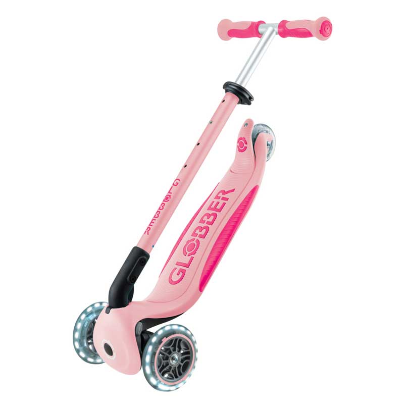 Globber Go Up Deluxe Flash Lights παιδικό αναδιπλούμενο σκούτερ με γονικό έλεγχο, ροζ