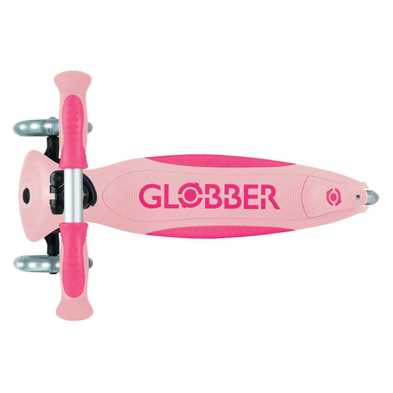 Globber Go Up Deluxe Flash Lights παιδικό αναδιπλούμενο σκούτερ με γονικό έλεγχο, ροζ
