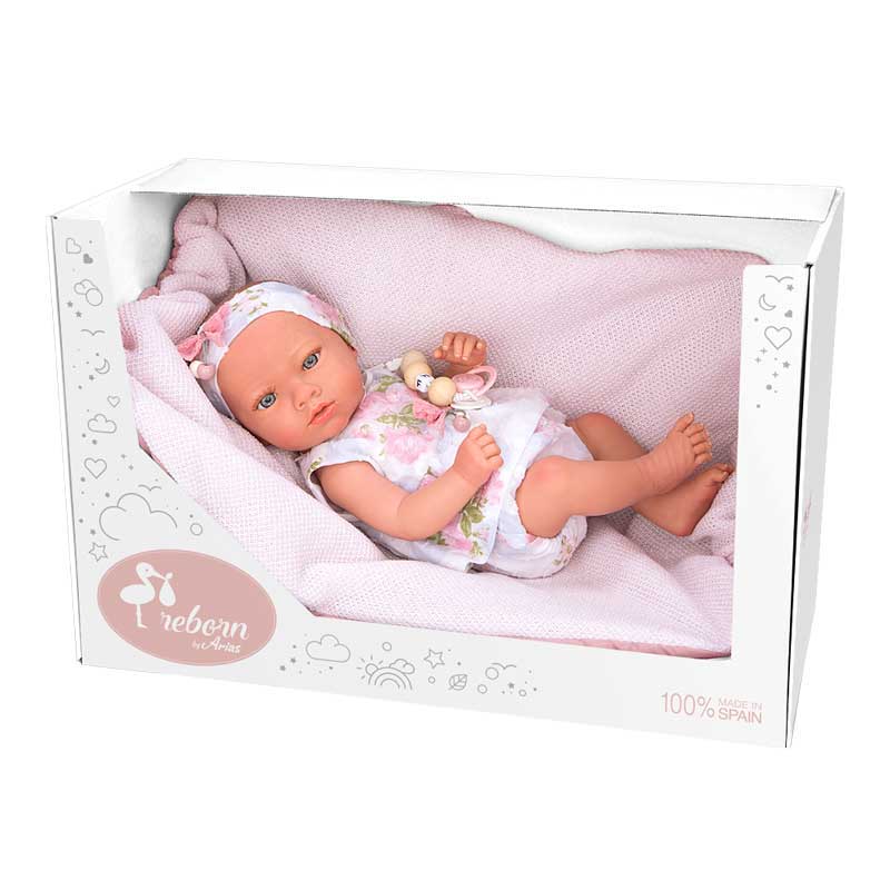 Κούκλα Inna με ροζ κουβέρτα και αξεσουάρ - 38 cm