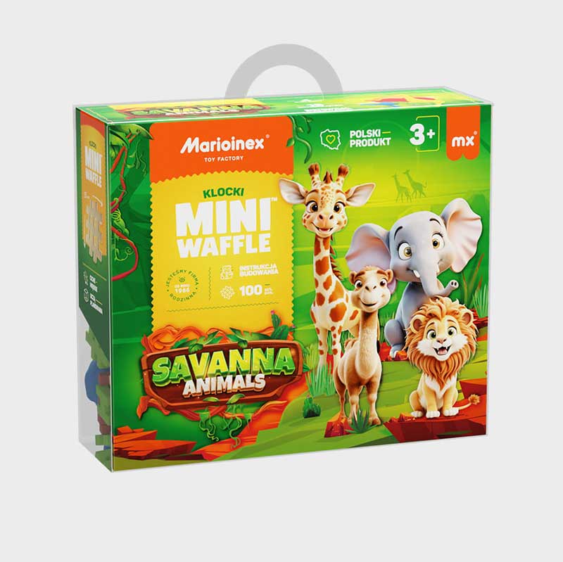 Μίνι Κατασκευαστής Βάφλας Marioinex "Savannah Animals", 100 τεμάχια