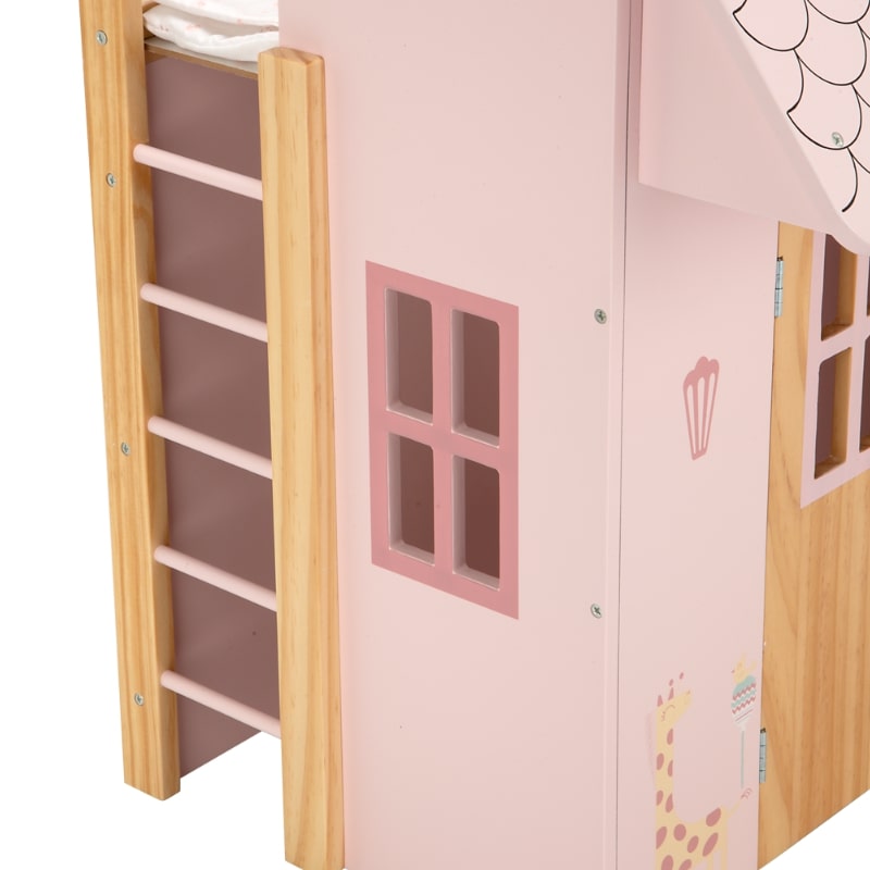 Ροζ Ξύλινο Κουκλόσπιτο με Κρεβάτι Arias Nature
