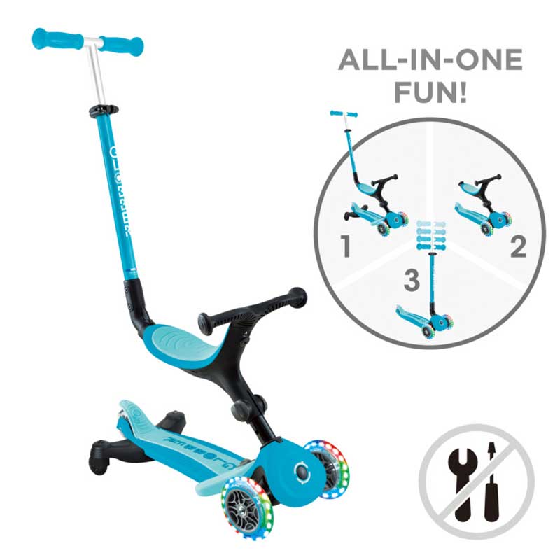 Πτυσσόμενο σκούτερ 5 σε 1 GLOBBER GO UP ACTIVE LITS 360° - aqua