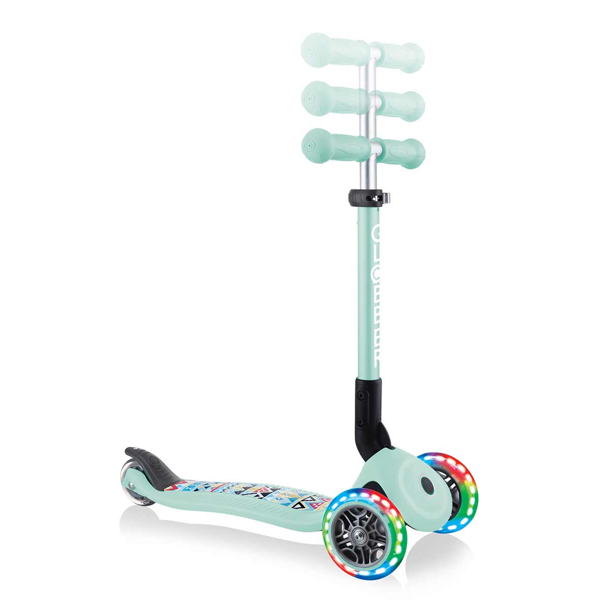 Αναδιπλούμενο σκούτερ Globber Junior Fantasy Lights με φωτεινούς τροχούς, πράσινο της μέντας