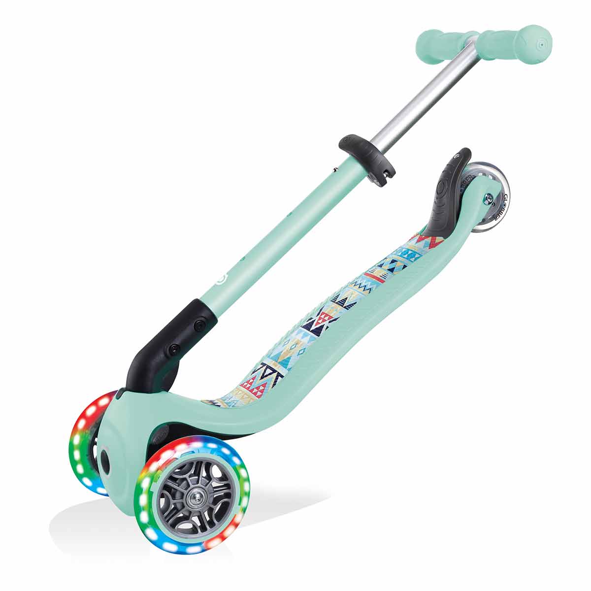 Αναδιπλούμενο σκούτερ Globber Junior Fantasy Lights με φωτεινούς τροχούς, πράσινο της μέντας