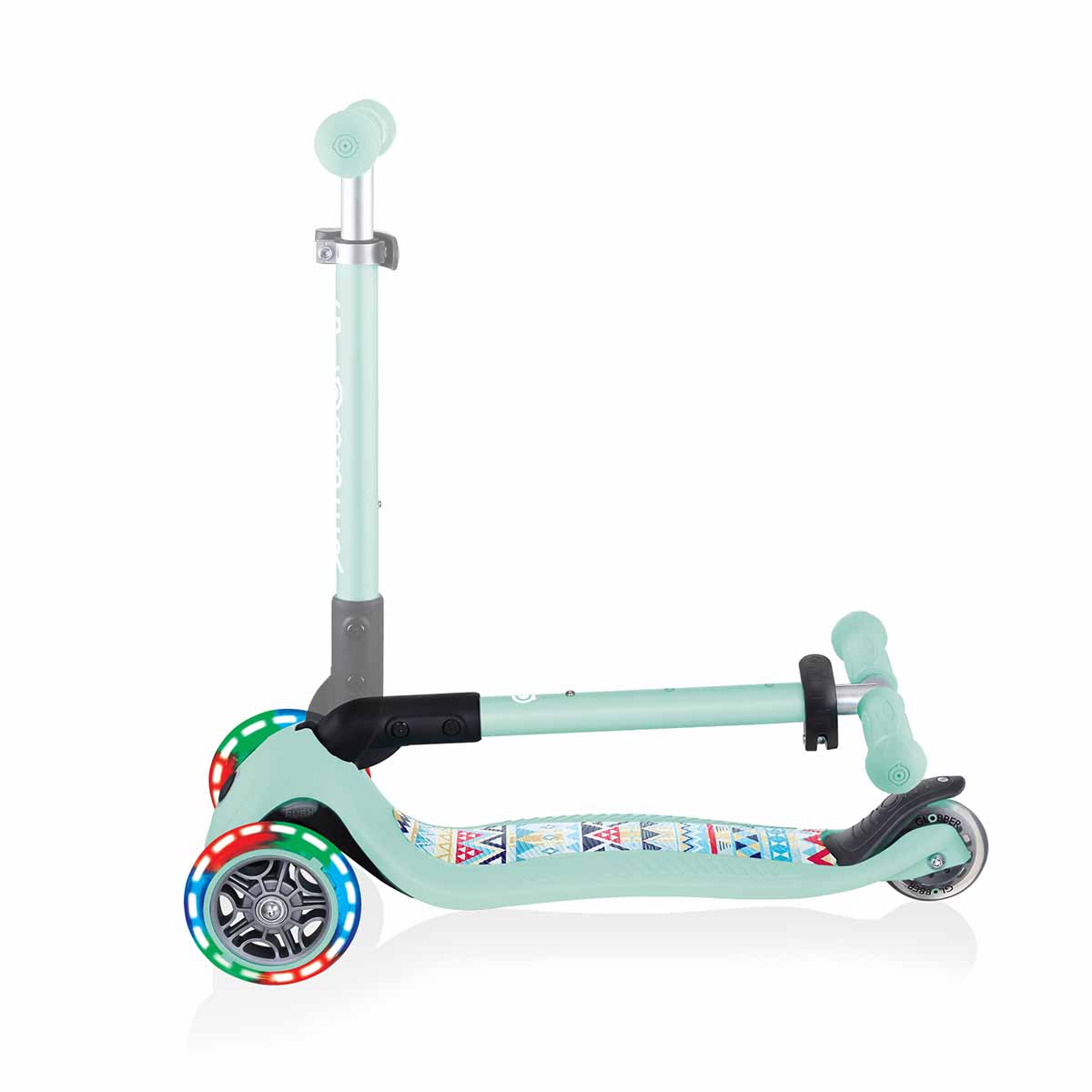 Αναδιπλούμενο σκούτερ Globber Junior Fantasy Lights με φωτεινούς τροχούς, πράσινο της μέντας