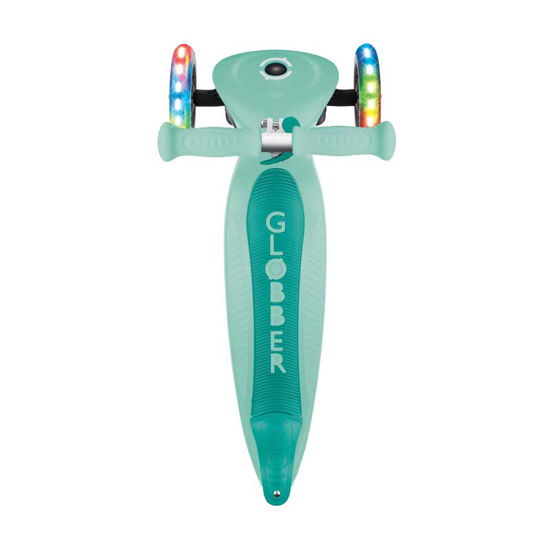 Πτυσσόμενο πατίνι με φωτιζόμενους τροχούς, Globber Junior, για παιδιά άνω των 2 ετών, μέντα