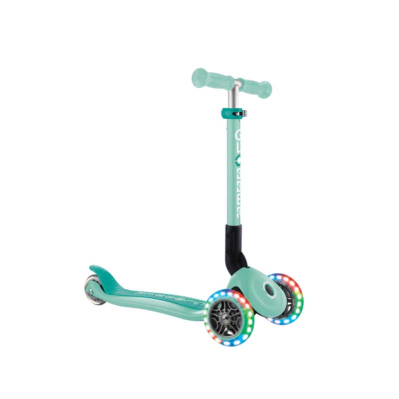 Πτυσσόμενο πατίνι με φωτιζόμενους τροχούς, Globber Junior, για παιδιά άνω των 2 ετών, μέντα