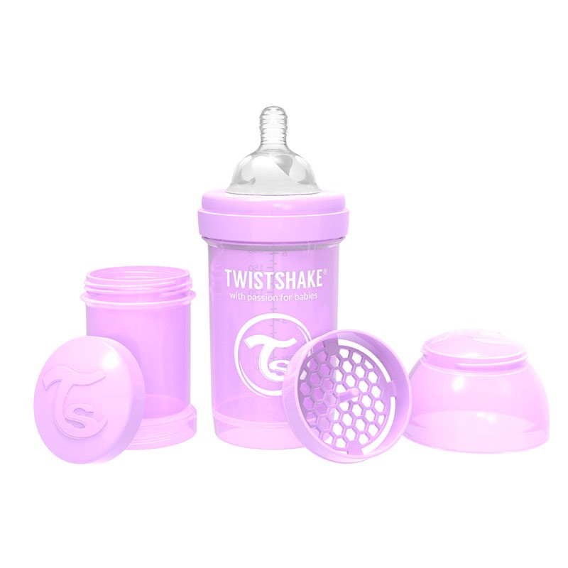 Μπιμπερό κατά των κολικών Twistshake 180 ml μωβ