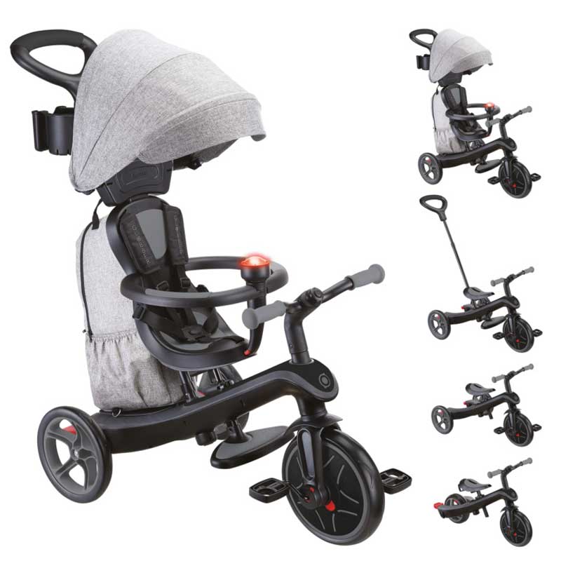 Τρίκυκλο 4 σε 1 GLOBBER EXPLORER TRIKE DELUXE PLAY με τέντα σε μαύρο χρώμα