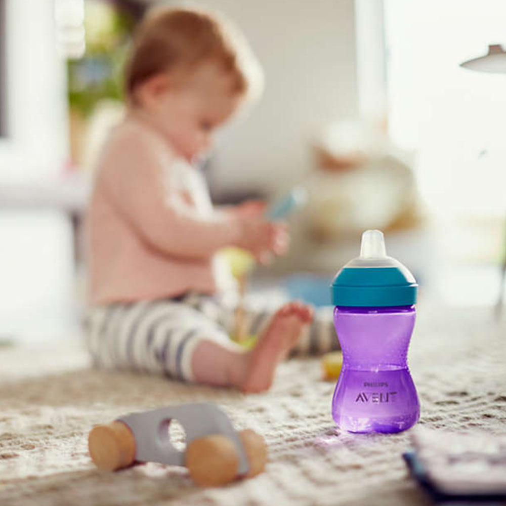 Philips AVENT Κύπελλο που δεν χυθεί με μαλακή μύτη, 300ml, 9m+, μωβ