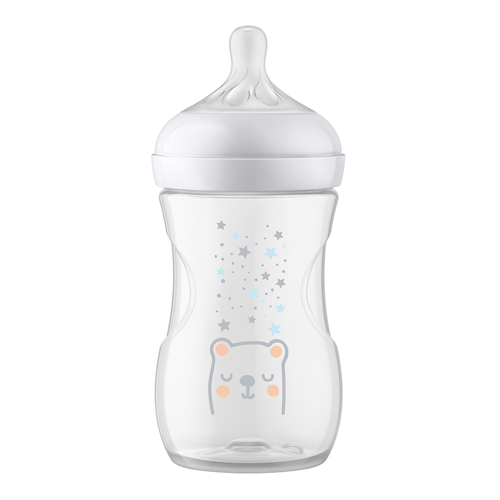 Μπουκάλι Natural Response με βαλβίδα AirFree 260 ml 1m+ Αστέρια και ντεκόρ αρκούδας