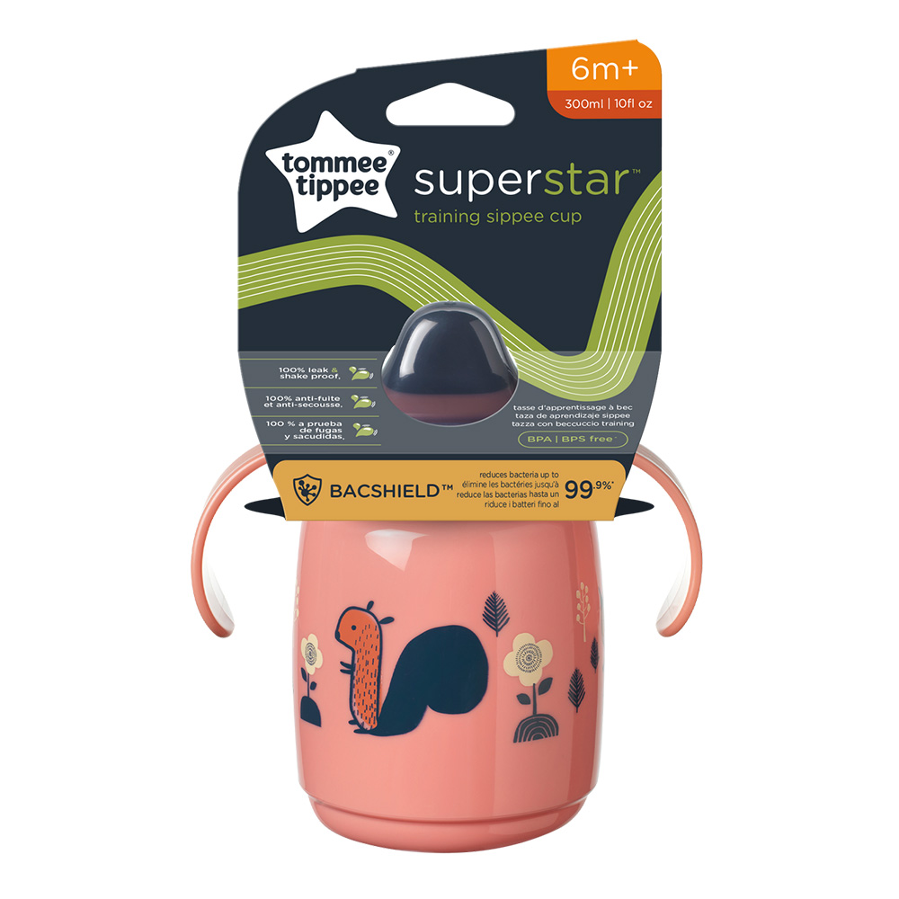 SuperStar Soft Tip Spill Free Cup with Handles 300ml 6m+, BACSHIELD, Ροζ